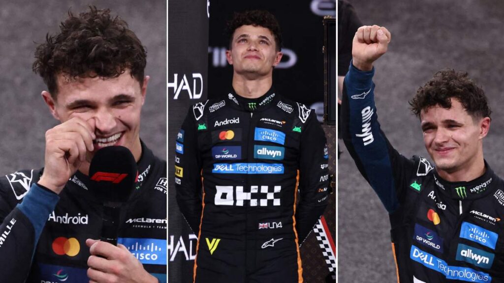 Lando Norris llora al ser campeón del mundo en la Fórmula 1