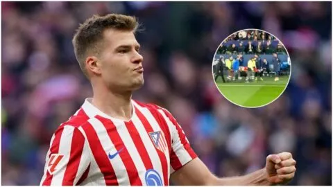 Escalofriante escena: Sorloth sale en camilla tras un choque de cabeza