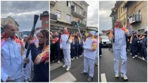 Massimiliano Allegri, técnico del Milan, porta la Antorcha Olímpica