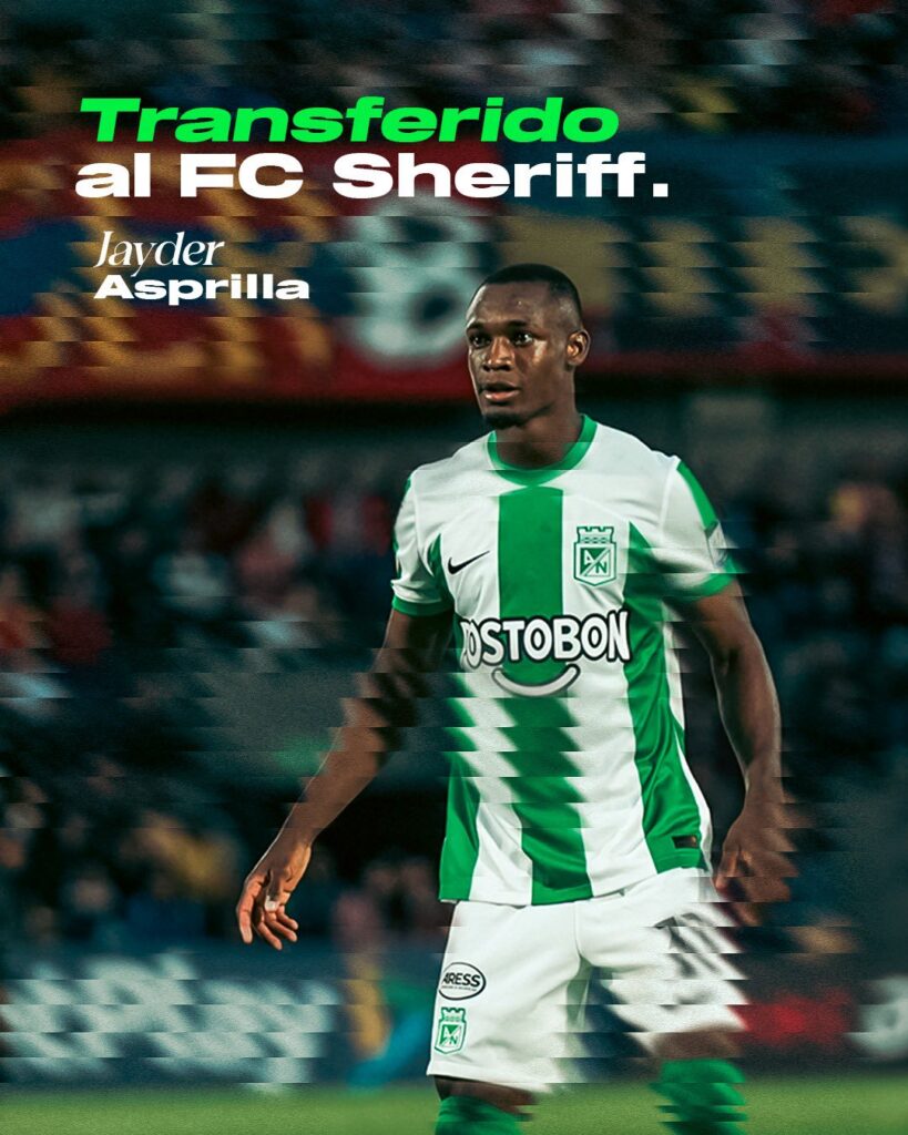 Atlético Nacional confirma la venta de Jayder Asprilla al FC Sheriff