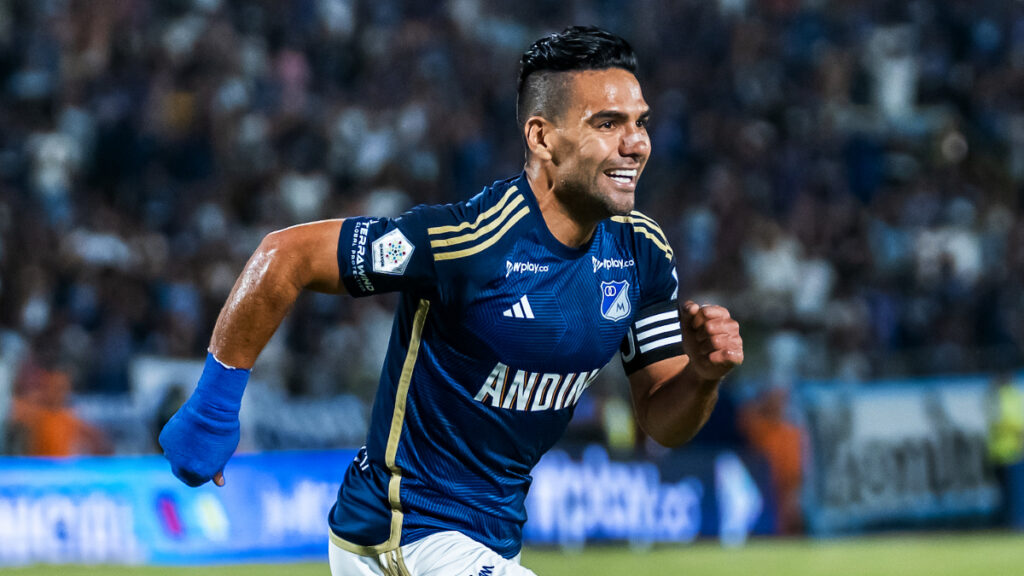 Falcao García celebra un gol con Millonarios. - Vizzor Image.