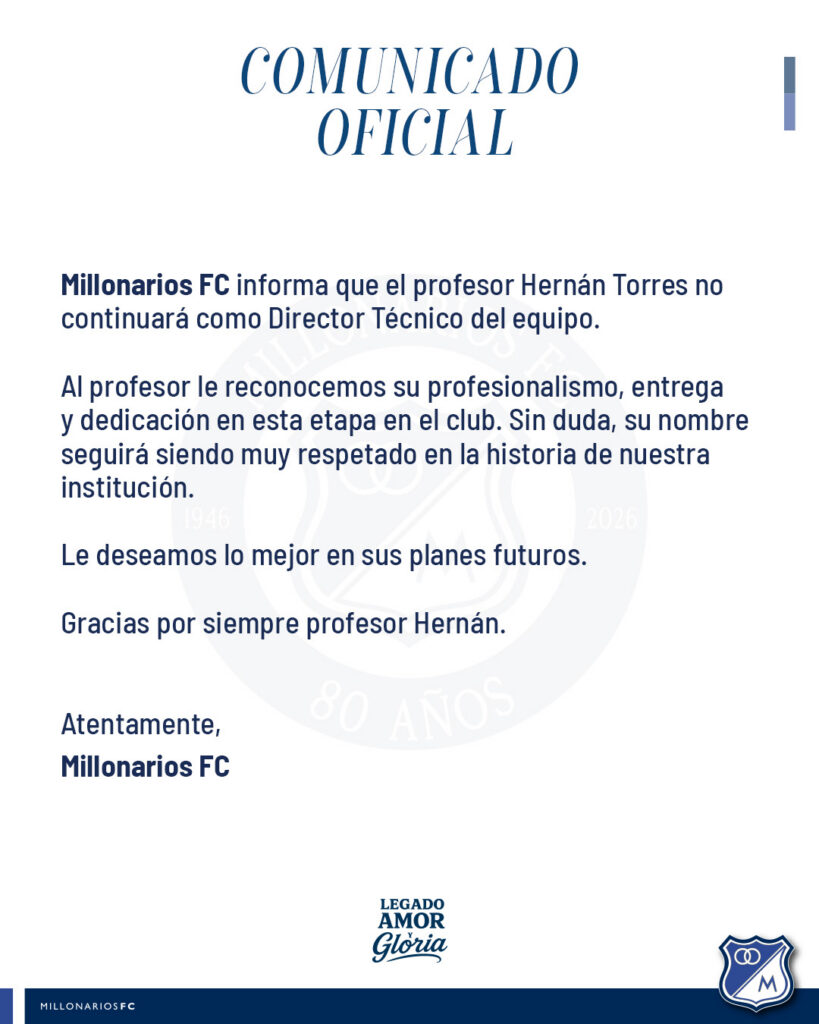 Comunicado salida de Hernán Torres.
