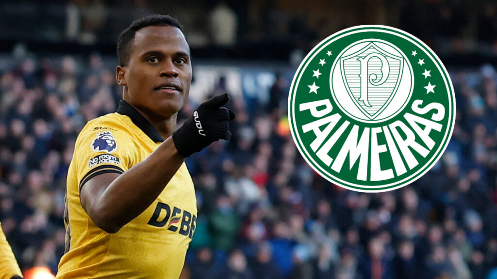 Jhon Arias y el escudo de Palmeiras. - Jason Cairnduff, Reuters.