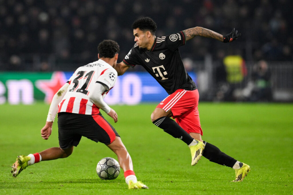 Luis Díaz, frente al PSV. - John Thys, AFP.