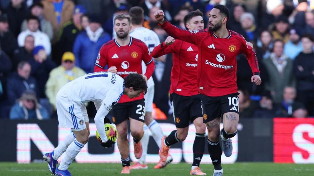 Matheus Cunha celebra el gol del empate ante el Leeds