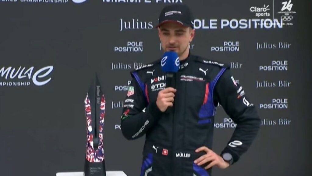 Nico Müller consiguió su primera pole position de la temporada en el ePrix de Miami, al superar a Felipe Drugovich por apenas 0.129 segundos.