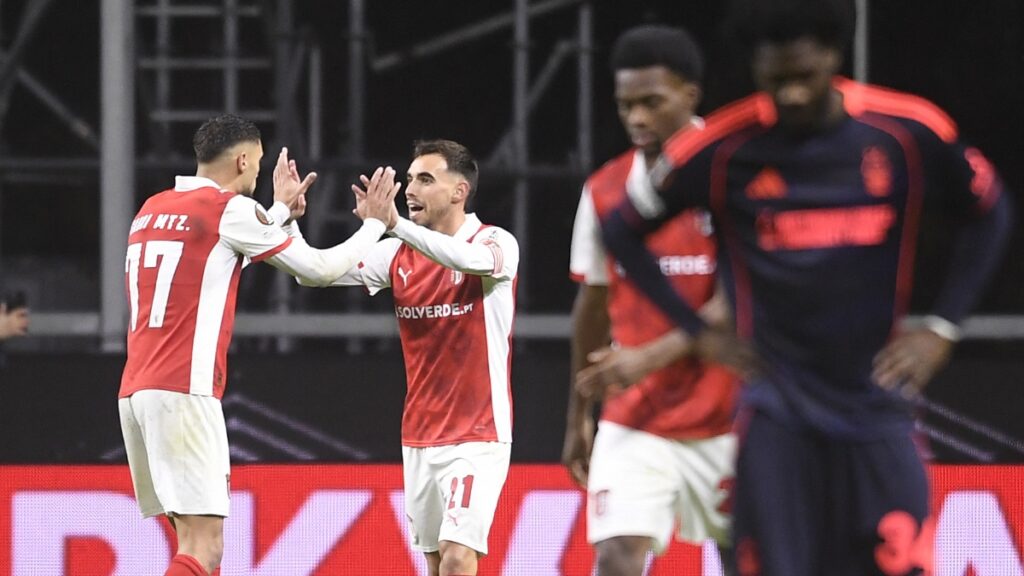 Sporting Braga vence, gracias a un autogol, al Nottingham Forest por la fecha 7 de la Europa League