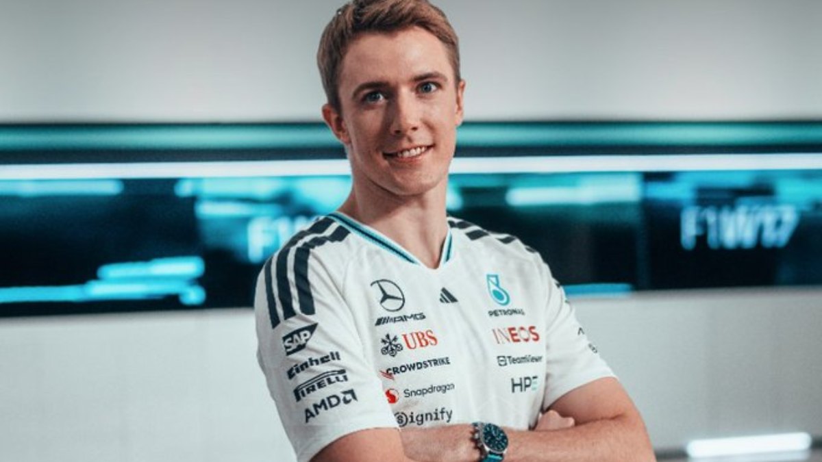 Frederik Vesti in Mercedes-AMG Petronas team clothing after being named third driver for 2026