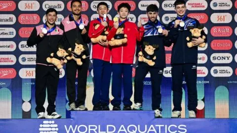 Kevin Berlín y Randal Willars se cuelgan la plata en la plataforma sincronizada de la Copa del Mundo de Clavados