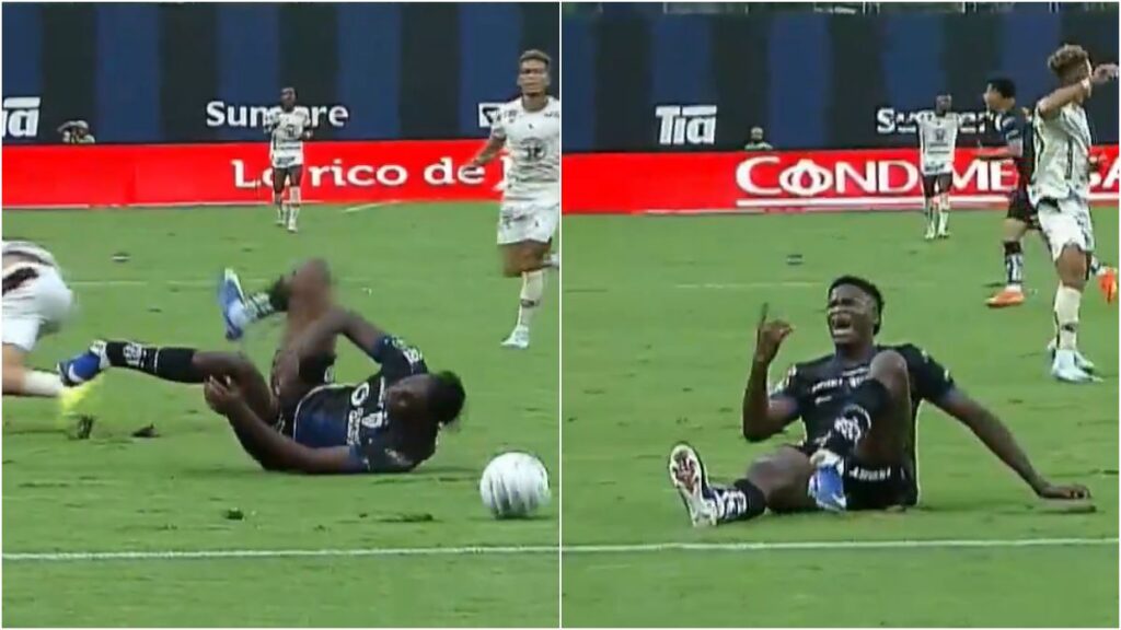 El jugador Brian Negro se barrió sobre Jean Pierre Arroyo (de Independiente del Valle) destrozándole el tobillo