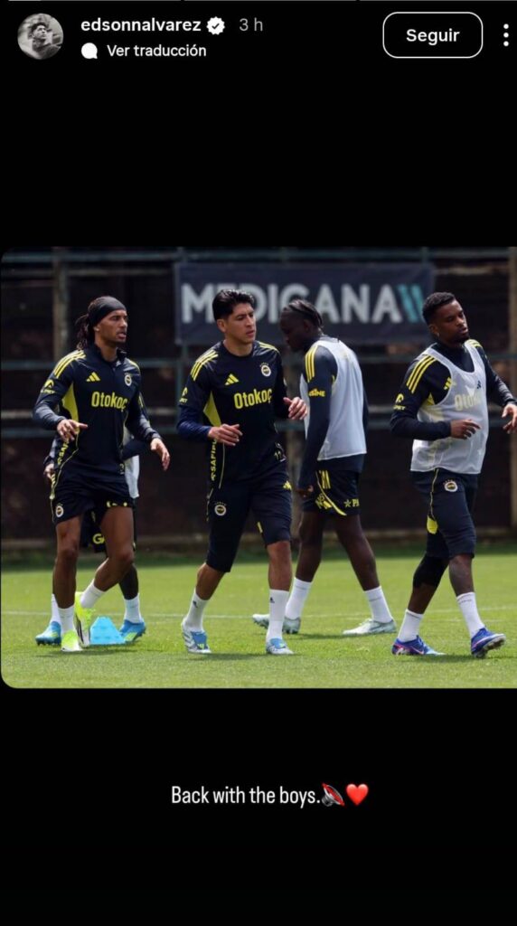 Edson Álvarez regresa a entrenar con el Fenerbahce