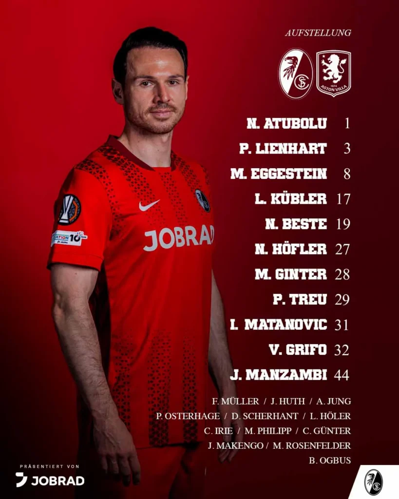 La formación del Friburgo para la final de la Europa League