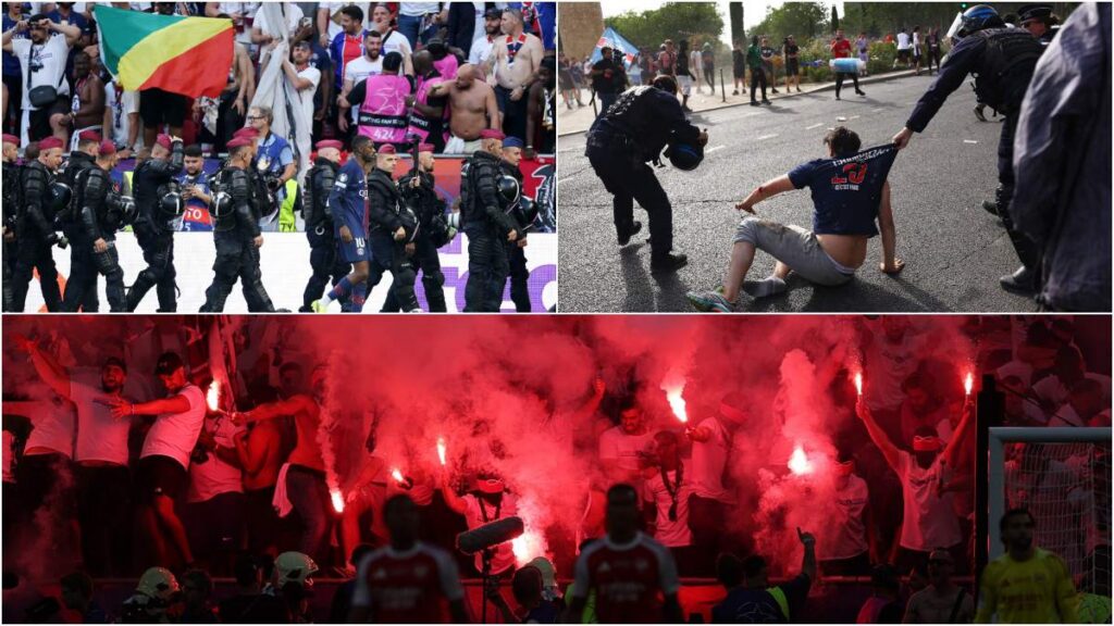 Las bengalas se hicieron presentes en el estadio tras el gol del PSG. | Reuters.