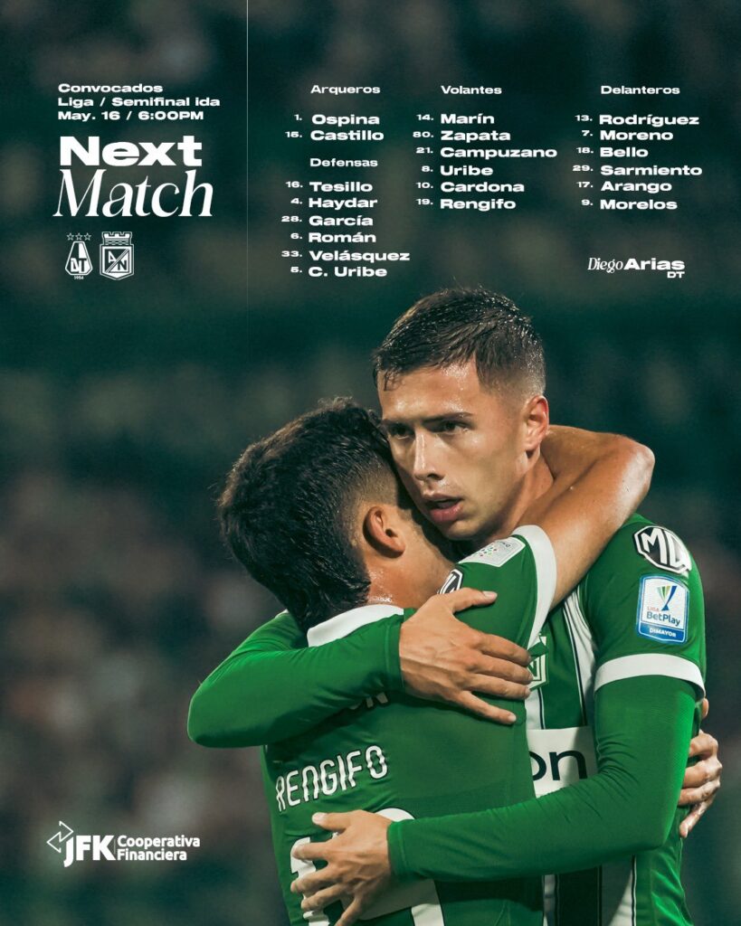Convocatoria de Atlético Nacional. - @nacionaloficial.