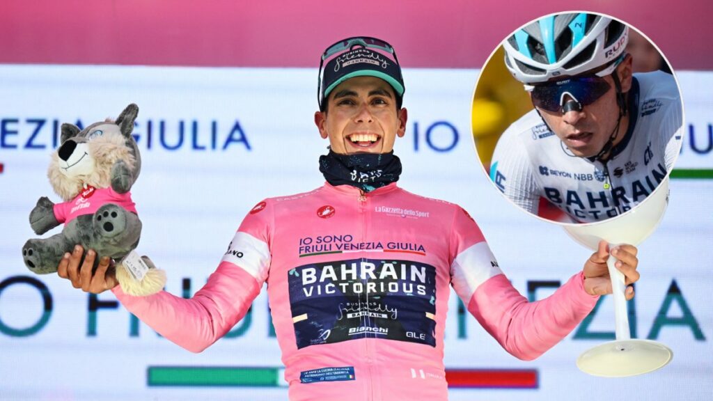 Afonso Eulalio con la maglia rosa.