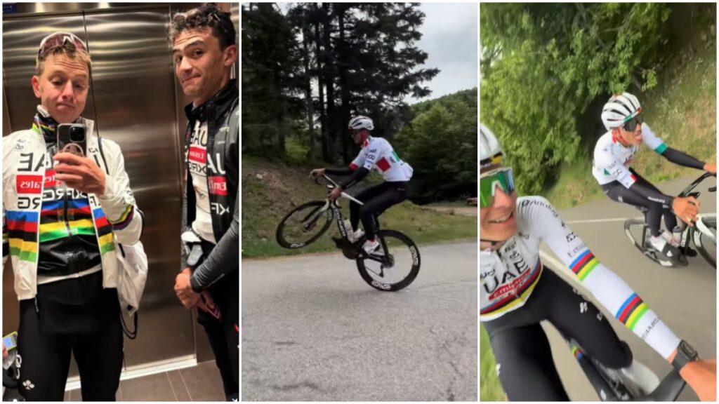 ¡Al ritmo de Peso Pluma! Isaac del Toro vuelve a la bicicleta junto a Tadej Pogacar