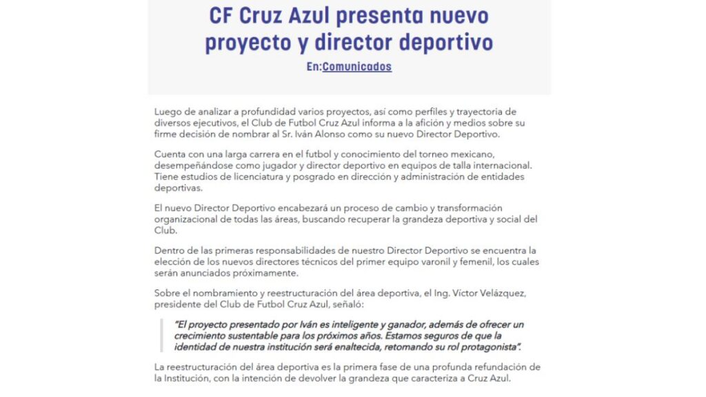 Iván Alonso y su anuncio como presidente deportivo de Cruz Azul