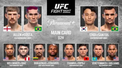 UFC Vegas 117, en vivo: horario y dónde ver Allen vs Costa y todas las peleas de la cartelera
