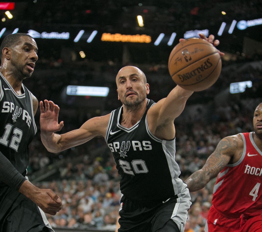Manu Ginóbili en 2018, su última temporada con San Antonio Spurs. Foto: AFP