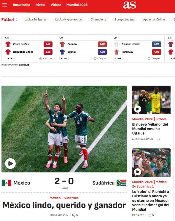 Jiménez, Quiñones y las tres expulsiones: la inauguración del Mundial 2026 acapara las miradas de la prensa mundial