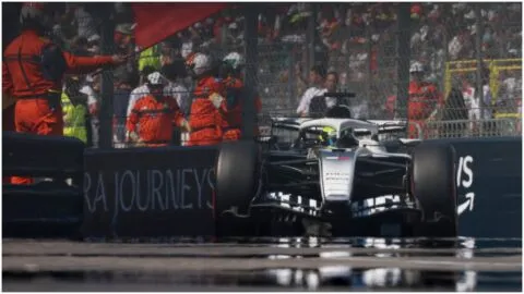 ¡Una qualy de locura en el GP de Barcelona! Russell lidera y Checo sufre otro duro revés