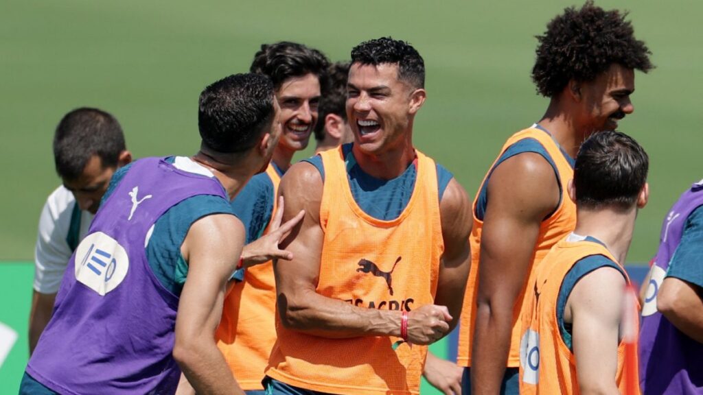 Cristiano Ronaldo durante un entrenamiento de Portugal