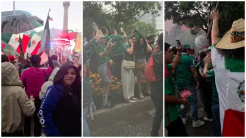 ¡Ni la lluvia los detiene! Los festejos de la afición mexicana en el Ángel de la Independencia