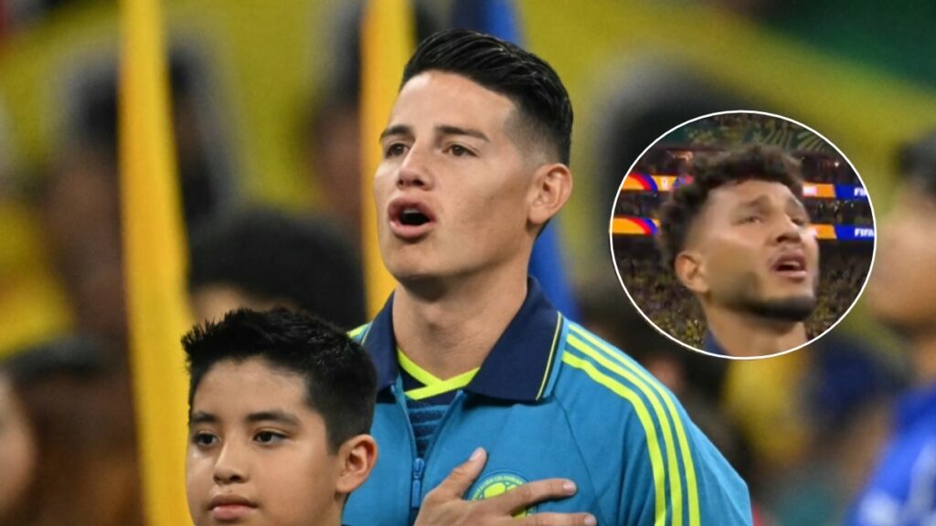 James cantando el himno de Colombia