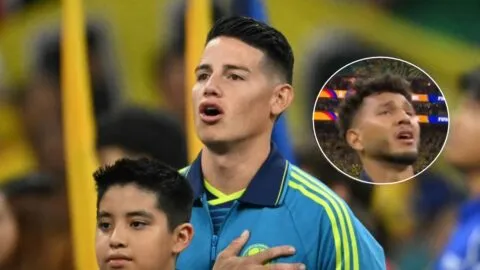 ¡Emoción total! James Rodríguez y Luis Suárez no pudieron contener las lágrimas en el himno de Colombia