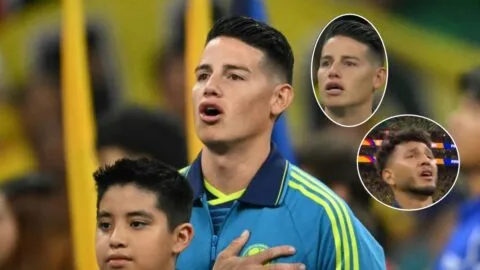 ¡Emoción total! James Rodríguez y Luis Suárez no pudieron contener las lágrimas en el himno de Colombia