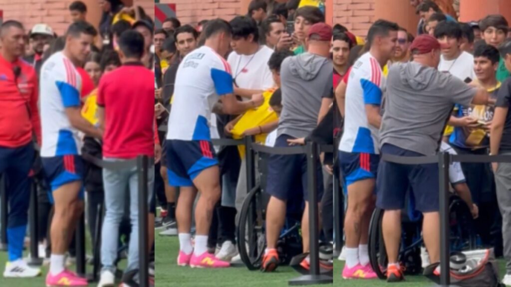 James Rodríguez compartiendo con hinchas de Colombia