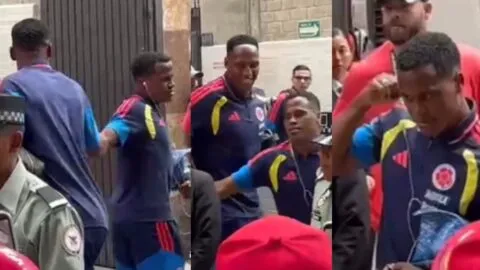 ¿Timidez o arrogancia? Jhon Arias quiso esquivar a hinchas de Colombia, pero Yerry Mina lo impidió