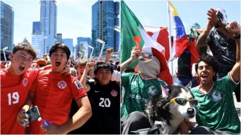 Ambiente mundialista: México y Canadá comparten celebración