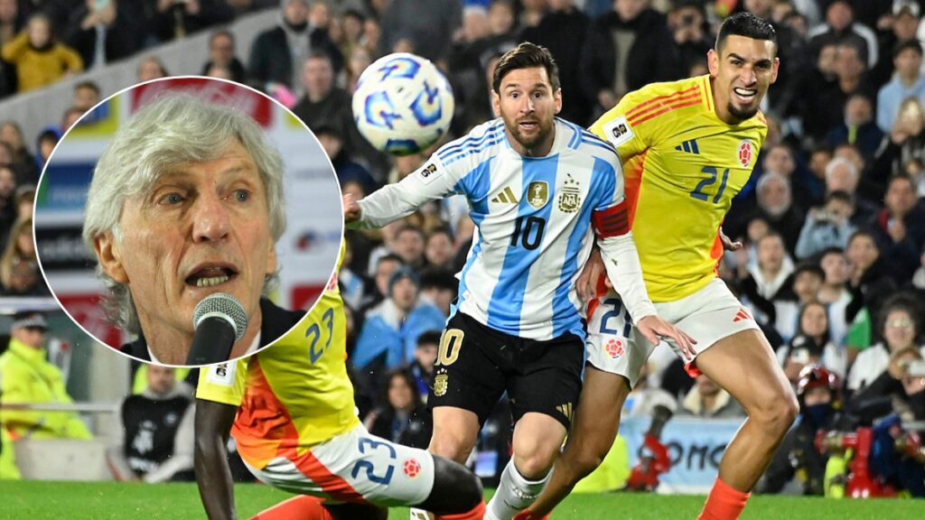 Lionel Messi y Daniel Muñoz enfrentándose