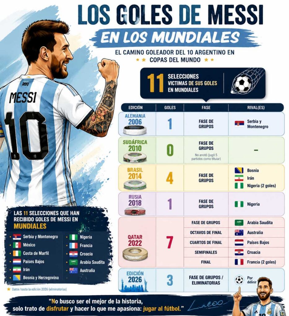 Los goles de Messi en Mundiales: el camino del 10 hacia la historia.