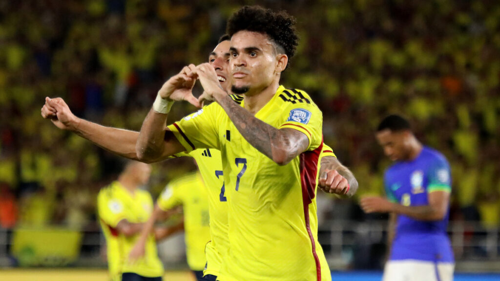 Luis Díaz celebra un gol con la Selección Colombia. - Vizzor Image.