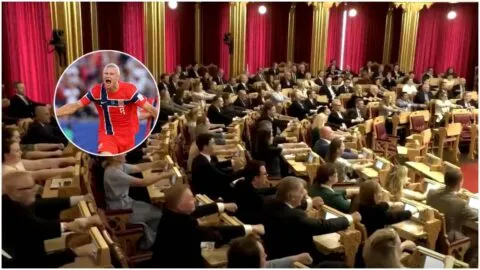 ¡Locura en el parlamento noruego por el Mundial 2026! Diputados celebran a su selección con un remo vikingo