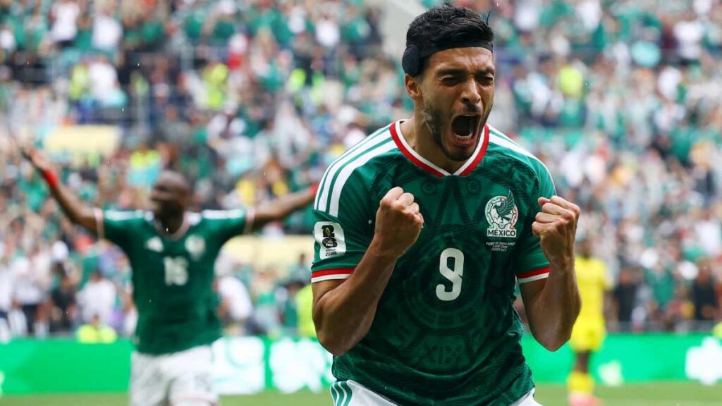El festejo de gol de Raúl Jiménez