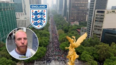 ¿Banderazo inglés? Aficionado de Inglaterra convoca una invasión europea en el Ángel de la Independencia