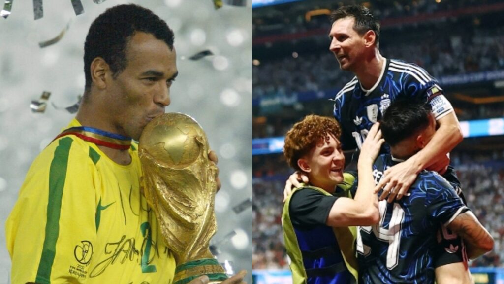Cafú y Lionel Messi