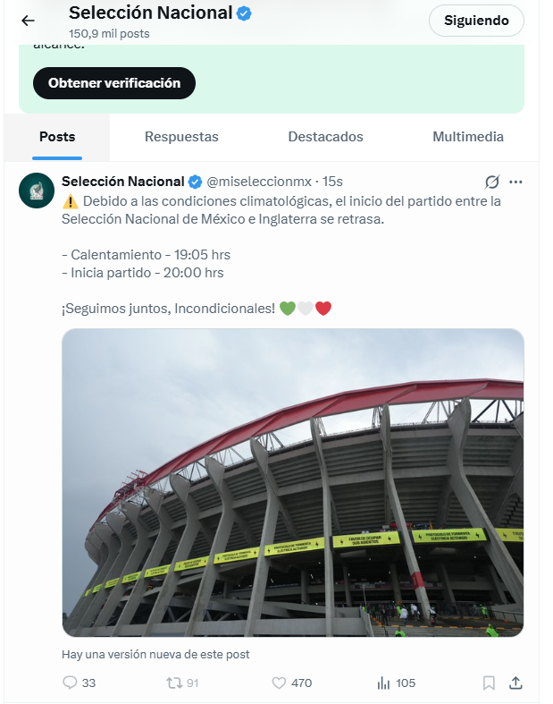 Post equivocado de la selección mexicana