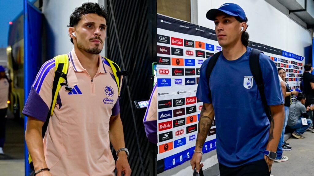 llegada de los dos equipos a La Corregidora