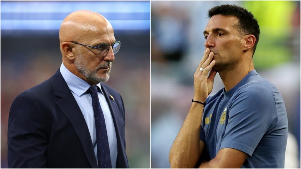 Luis de la Fuente y Lionel Scaloni en la Copa del Mundo