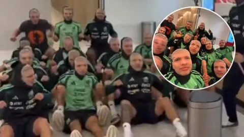 ¡A lo Noruega! México celebra el pase al quinto partido con máscaras de Haaland y remo vikingo