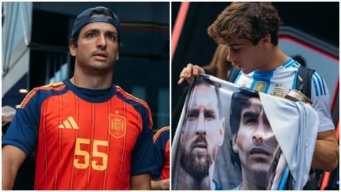 La Final del Mundial invade la Fórmula 1: Sainz y Colapinto llegan a Spa con las camisetas de España y Argentina