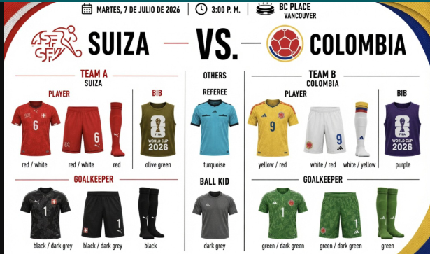 Uniformes Suiza Vs Colombia