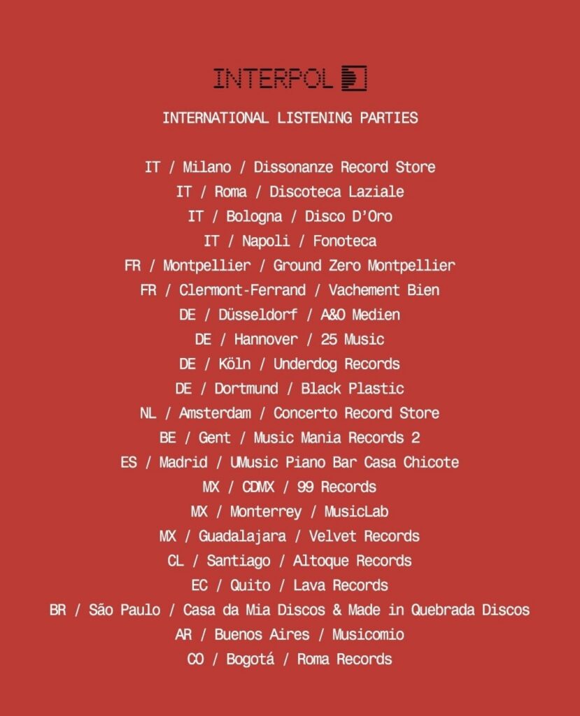 Interpol revela sedes para escuchar su nuevo álbum This Mirror Weighs a Ton: ciudades confirmadas y fechas en México