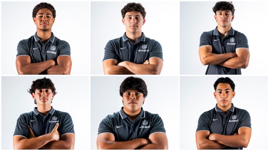 Patricio Manzano, Armando Gamborino, Diego García, Maximiliano Guerrero, Matías Ortiz y Diego Tamez, los mexicanos en la NFL Academy 2026