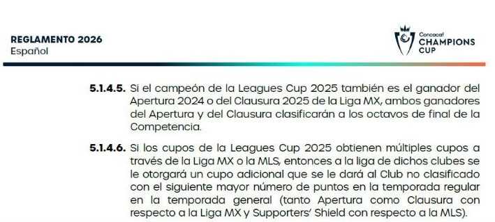 Reglamento de la Leagues Cup 2026. Foto print: es.concacaf.com