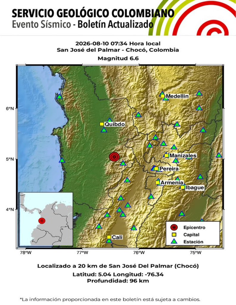 SGC temblor en Colombia este lunes 10 de agosto.